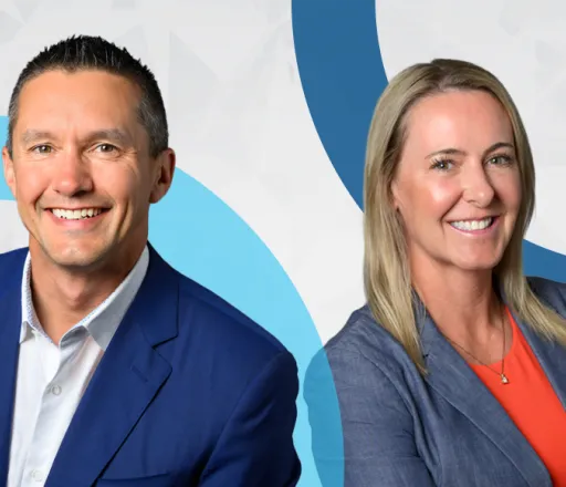A photo of Lee Raffey, Chief Executive Officer and Teresa Sebastian, Chief Operating Officer of Eye Recommend