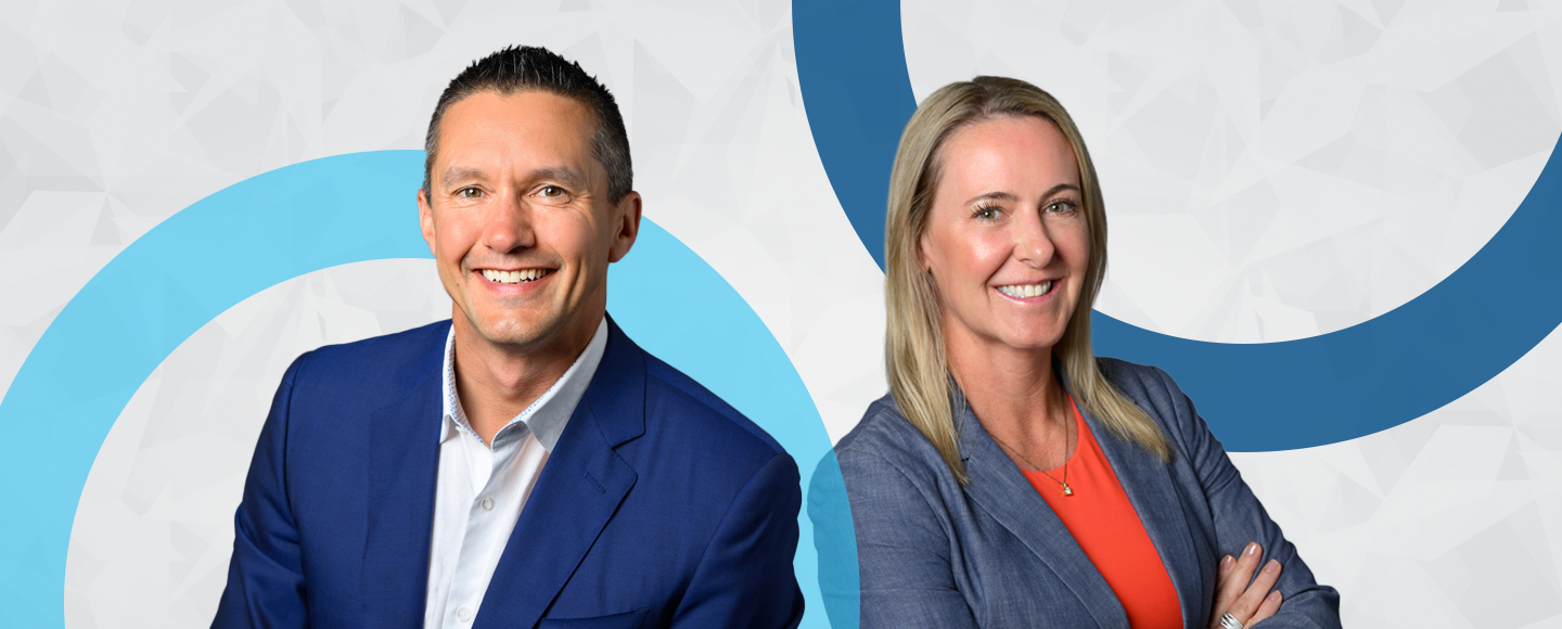 A photo of Lee Raffey, Chief Executive Officer and Teresa Sebastian, Chief Operating Officer of Eye Recommend
